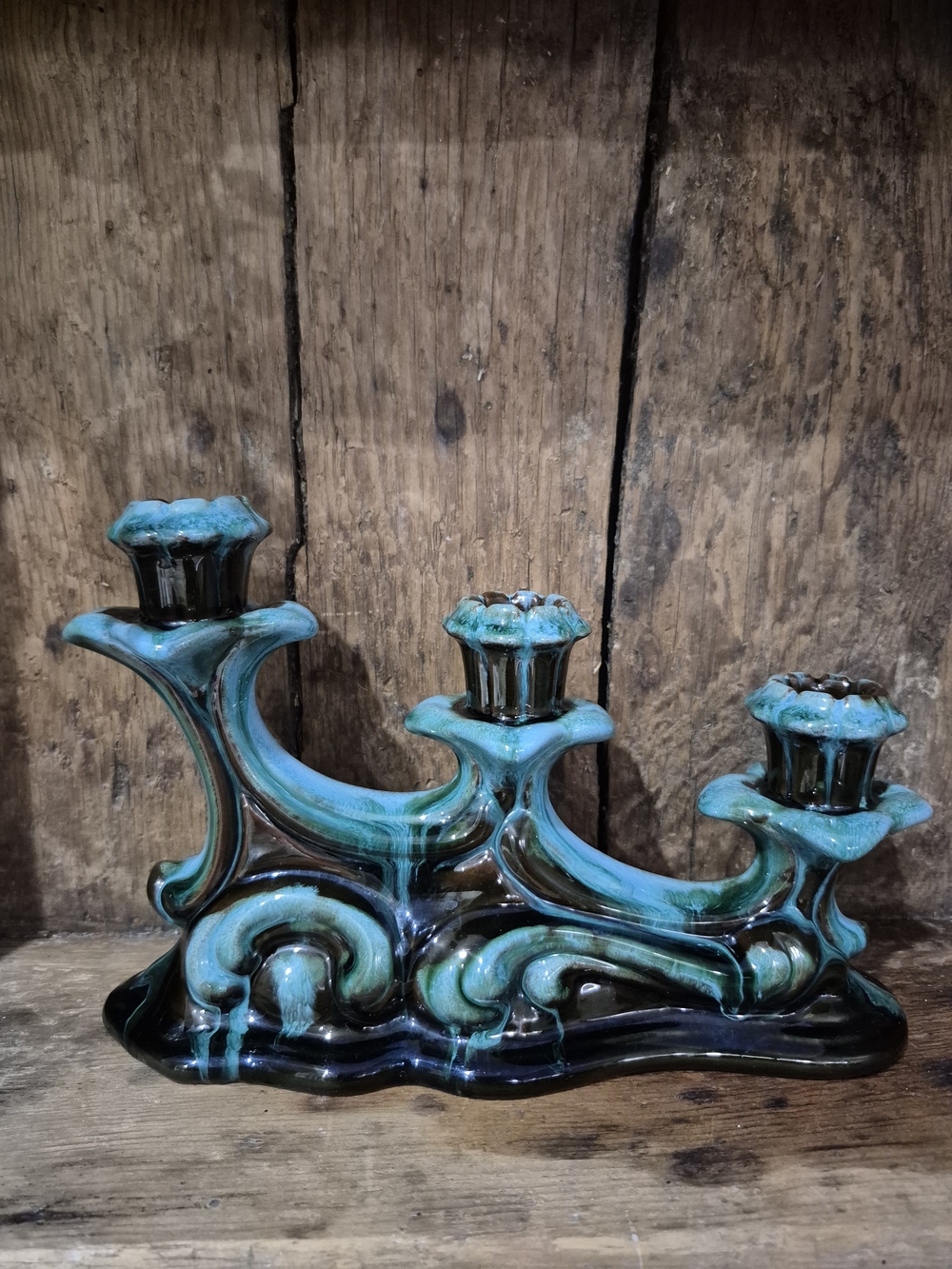 VTG Blue Mountain Pottery 3-Lite Candelabra | Mint Condition